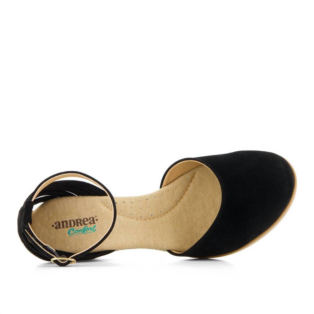 NEW ANDREA women's wedge ankle strap espadrilles in black - Picture 4 of 5